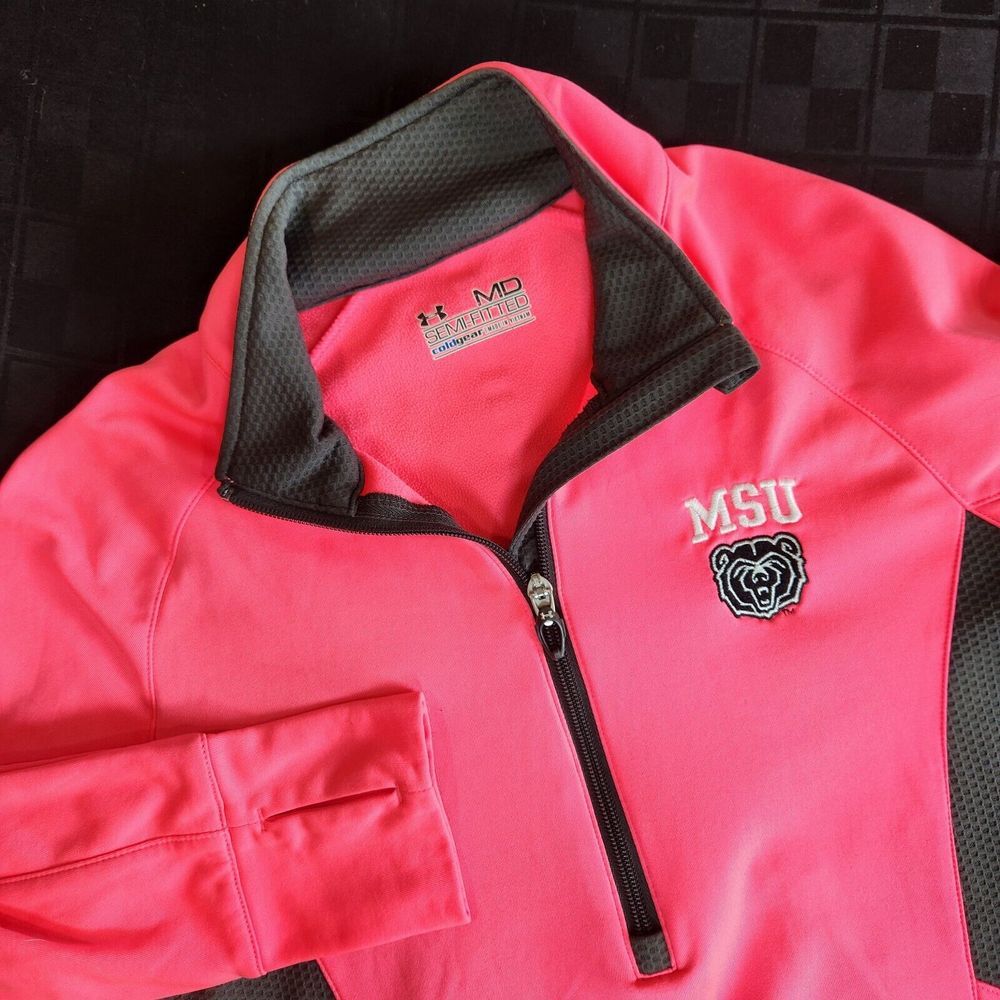 MSU Womens Medium MIZZOU Jacket Stretch‎ Under Armour Cold Gear Semi Fitted Pink - Picture 7 of 7